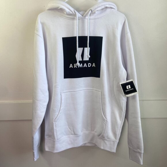 NWT Armada Blanc White Icon Long Sleeve Pullover Hoodie - Picture 2 of 8